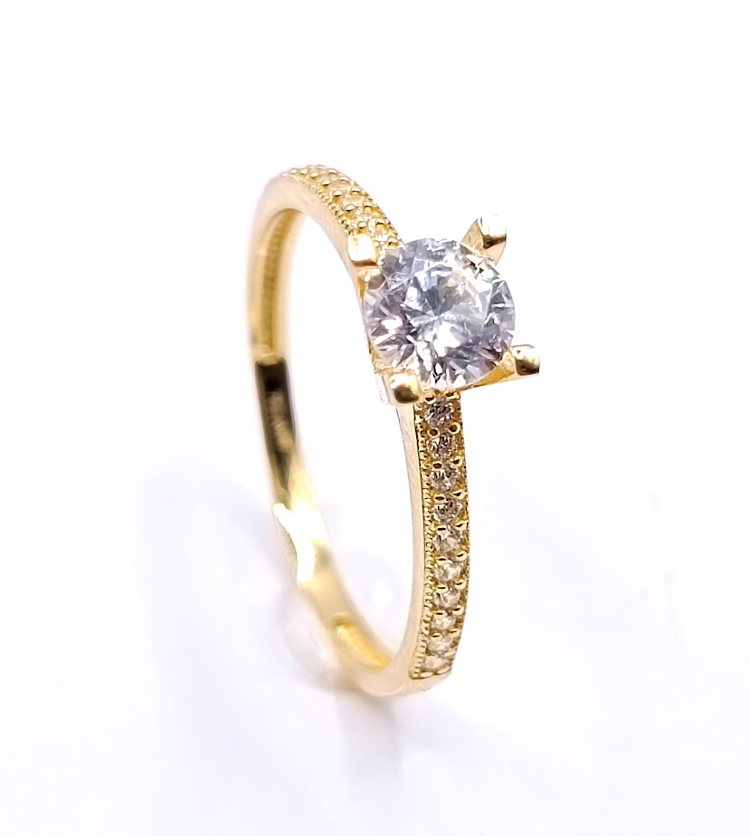 I4-ISZR0027-FCZ/LP Anillo Oro Amarillo Compromiso Circon