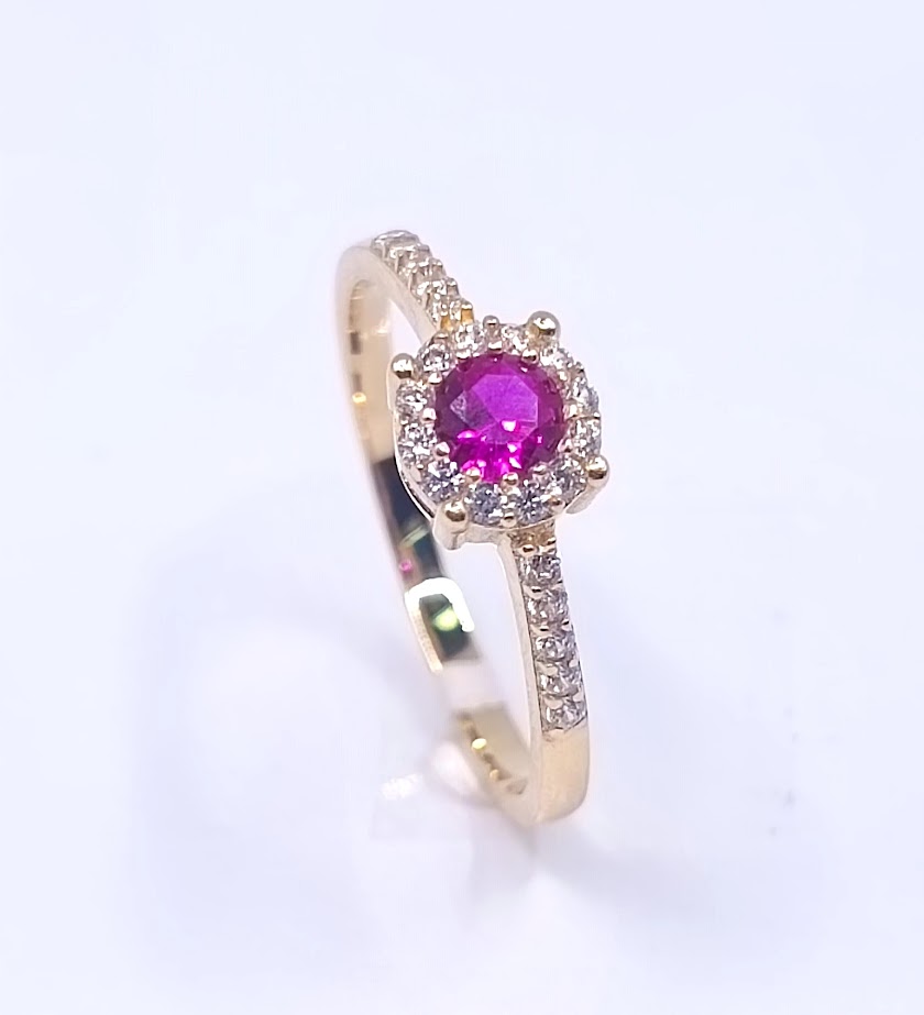 ICR5405-FCZ-RU Anillo Oro Amarillo Circon Rubi