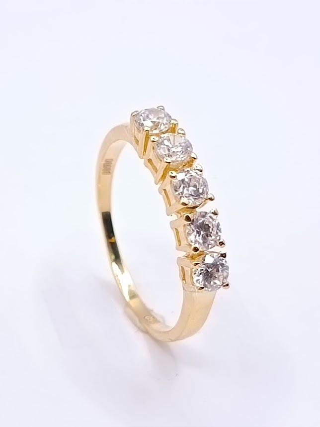 A 2640  Anillo Oro Amarillo Cintillo Circon