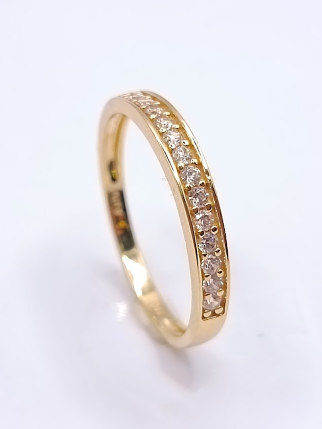 A 3940 Anillo Oro Amarillo Cintillo Circon