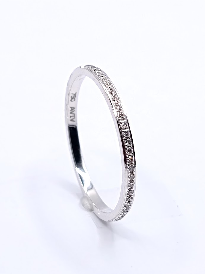 R10678 Anillo Oro Blanco Brillante Cintillo