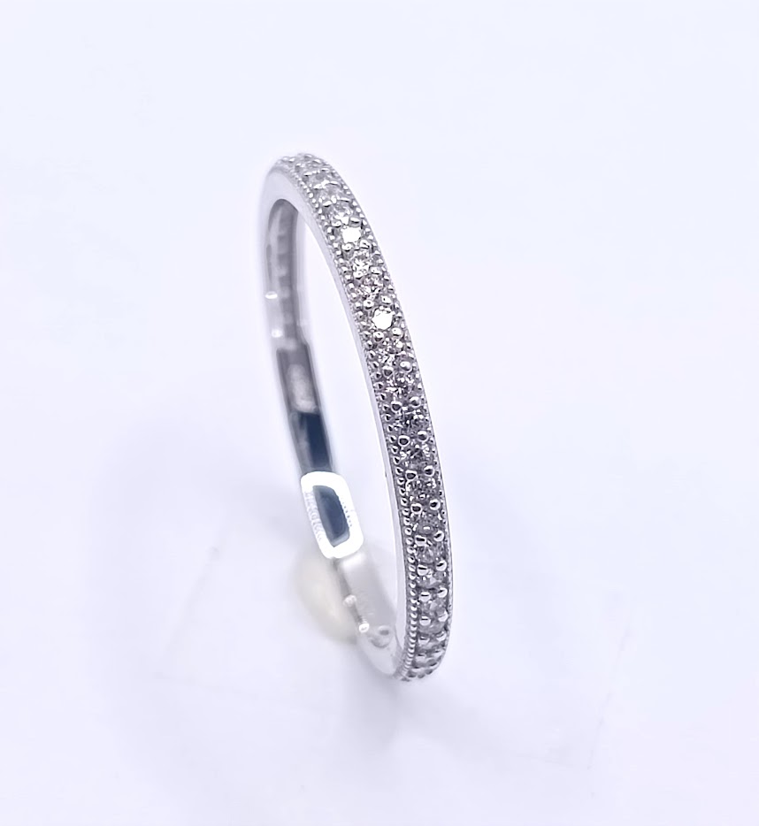 VX7-VX8ZR0433-W/LP Anillo Oro Blanco Cintillo Circon