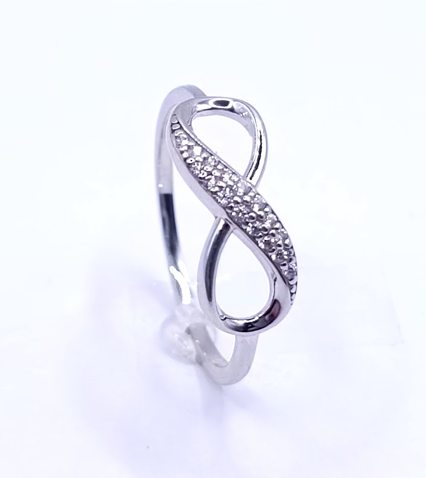 VX7-X7ZR0459-W Anillo Oro Blanco Circon Infinito