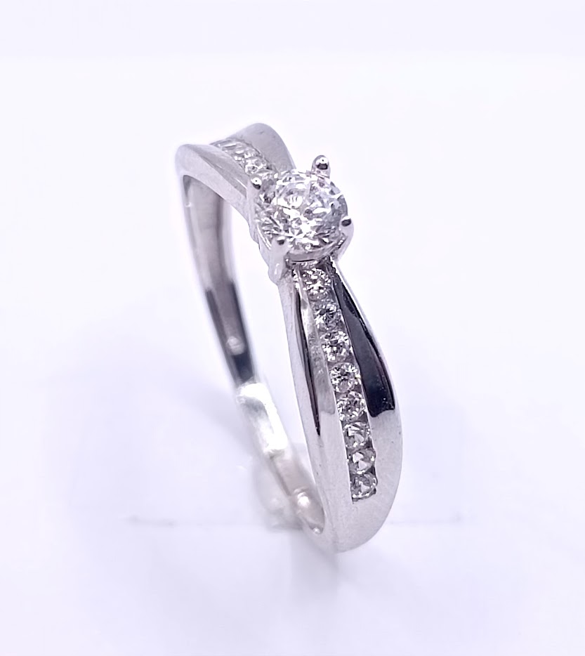 VX-VXSZR0318-W-FCZ Anillo Oro Blanco Compromiso Circon