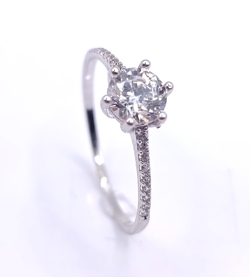 I14-I10SZR0245-W-FCZ Anillo Oro Blanco Compromiso Circon 