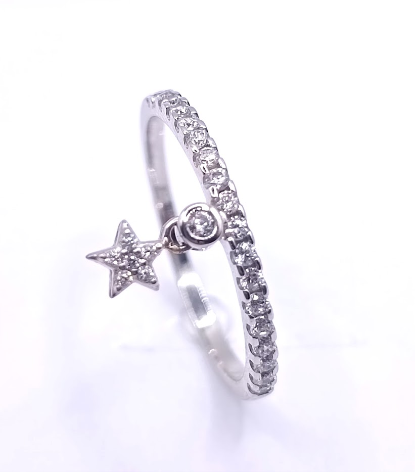 RDC01-7477-04 Anillo Oro Blanco Circon Estrella