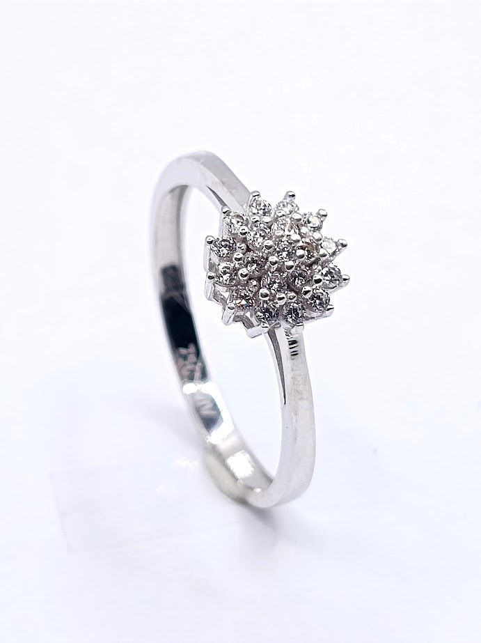 TYZ3137 (W) Anillo Oro Blanco Circon Roseta