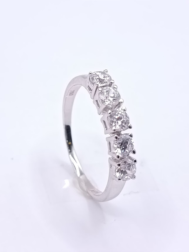 A 2640 W Anillo Oro Blanco Cintillo Circon