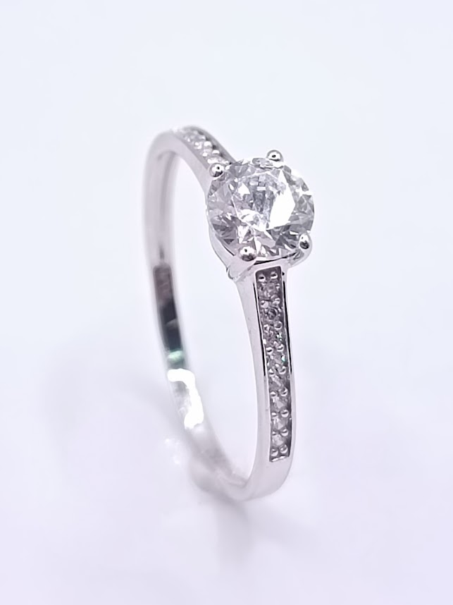 A 3837 W Anillo Oro Blanco Circon