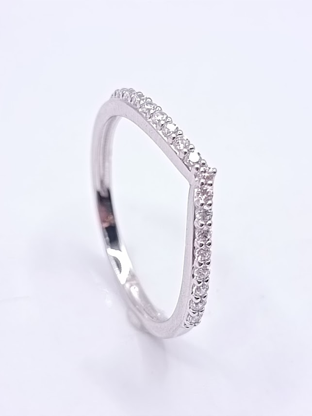 A 3859 W Anillo Oro Blanco Cintillo Circon