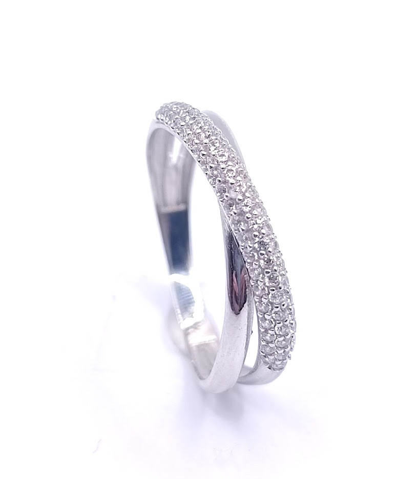 VX8-X9ZR0202-W Anillo Oro Blanco Circon Bombe 