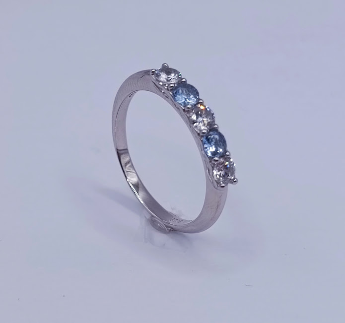 SR-1521 TA Anillo Plata Cintillo Aguamarina
