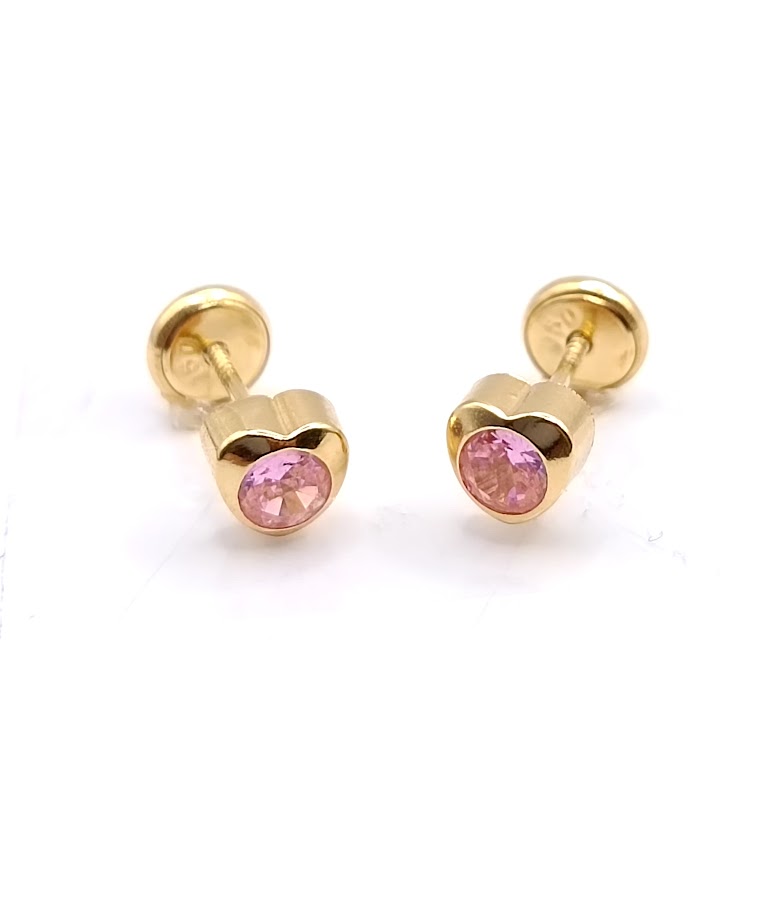 1-CH-C-4 Aro Oro Amarillo Corazon Circon Rosa