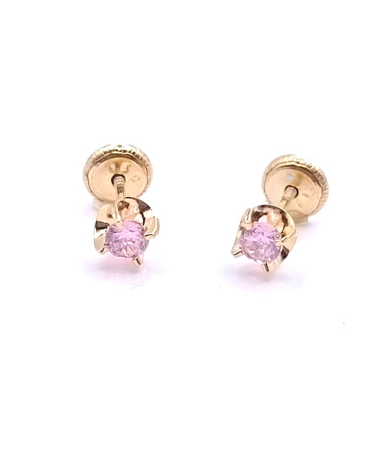 1-640401PS Aro Oro Amarillo Chaton Rosa 3mm