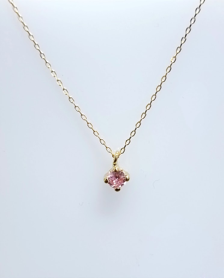 1-653401CS+C Collar Oro Amarillo Punto de Luz Rosa