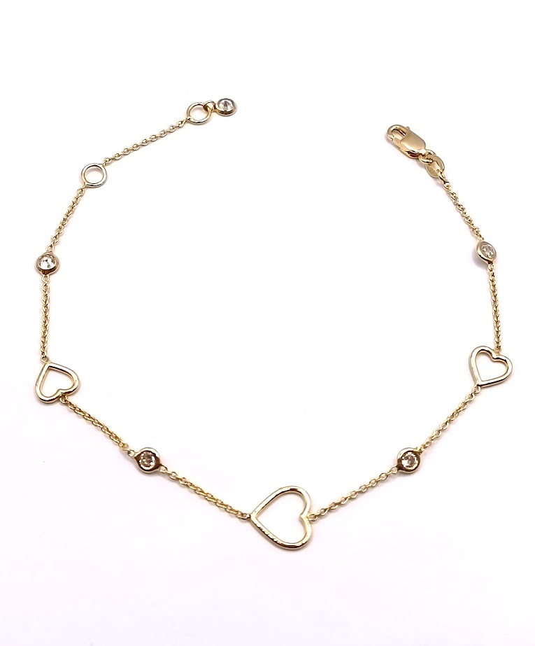 260807 Pulsera Oro Amarillo Corazon 