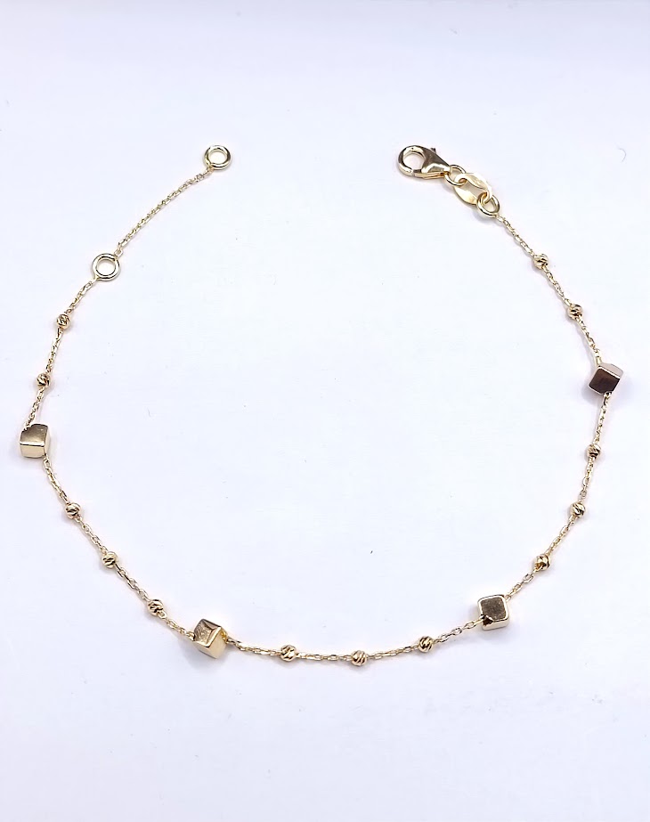 252933 Pulsera Oro Amarillo Bola y Cubos 