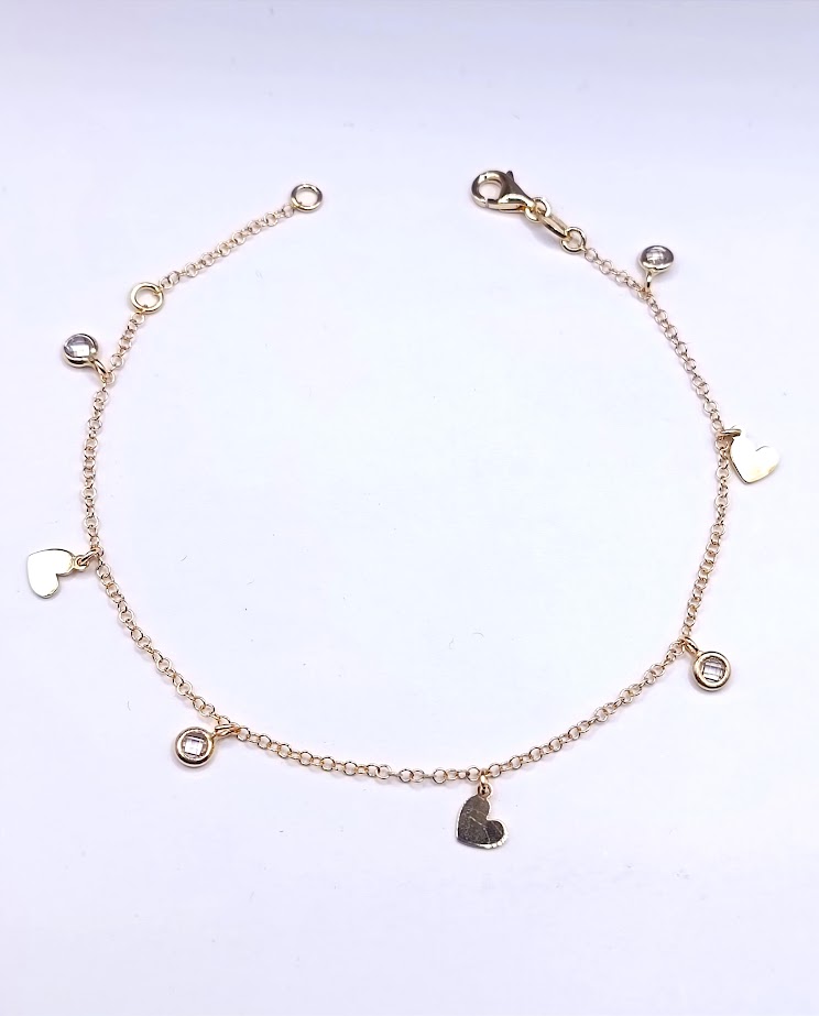 232470 Pulsera Oro Amarillo Corazon Punto de Luz 