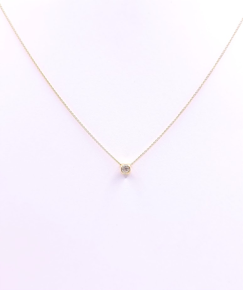 4004 Collar Oro Amarillo Cubo Brillante