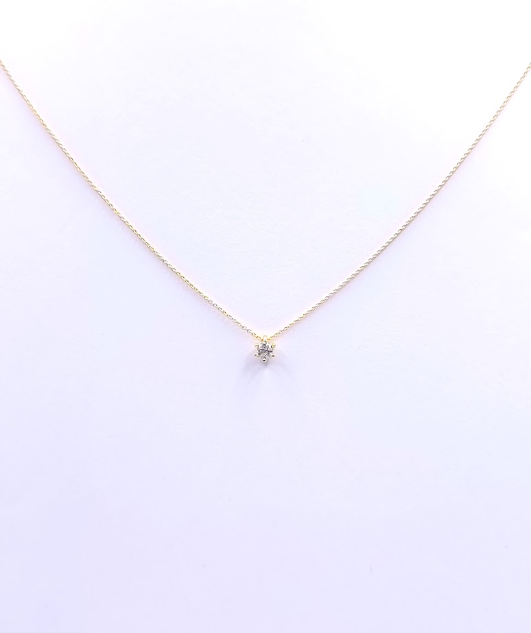 4085 Collar Oro Amarillo Brillante 6 Brillantes