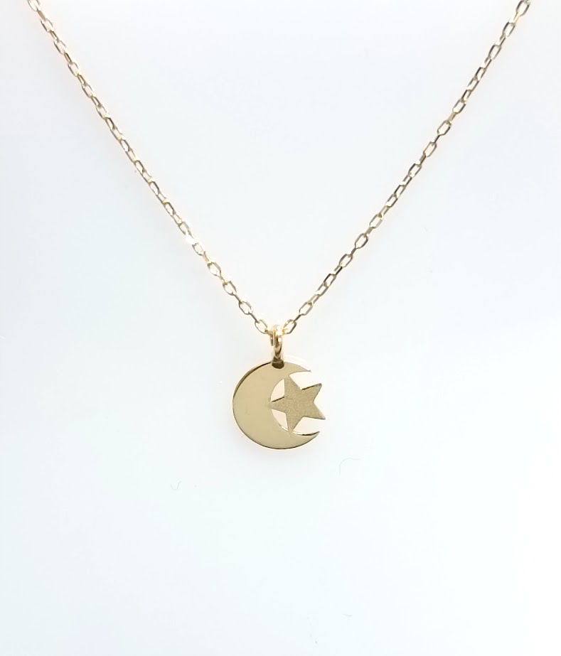 1-345901C+C Collar Oro Amarillo Luna Estrella
