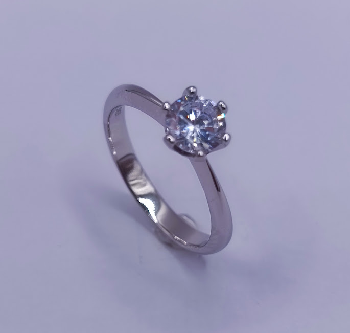R-0701 G Anillo Plata Solitario 6mm