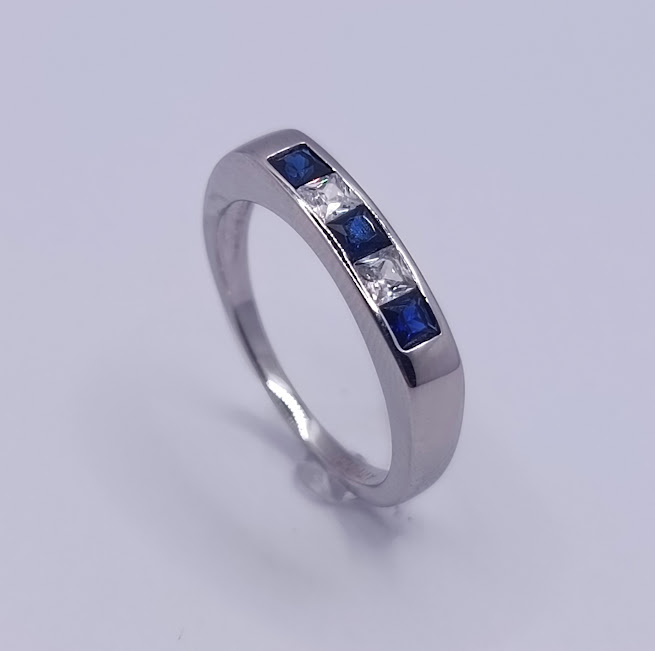 R-1007 Z Anillo Plata Cintillo Zafiro
