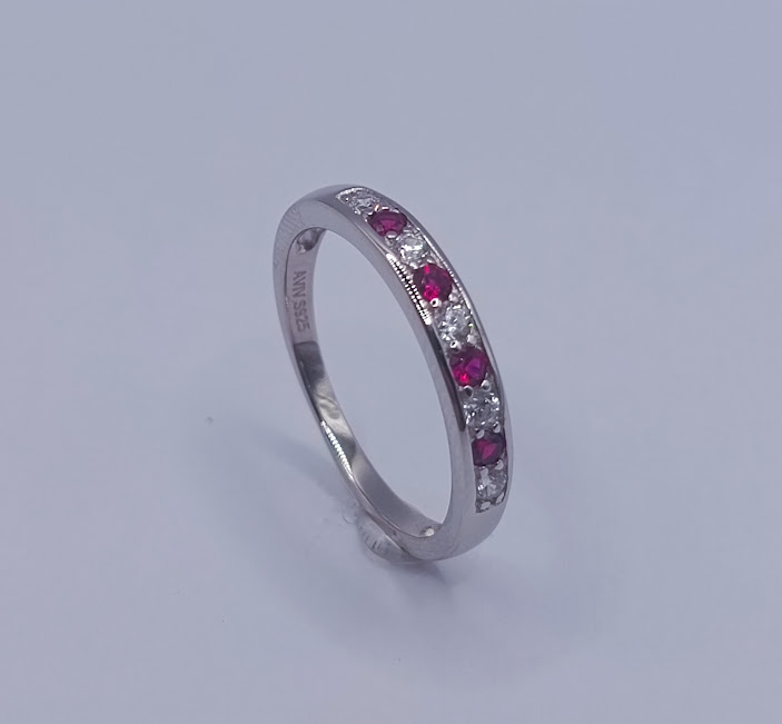 R-1009 R Anillo Plata Cintillo Rubi