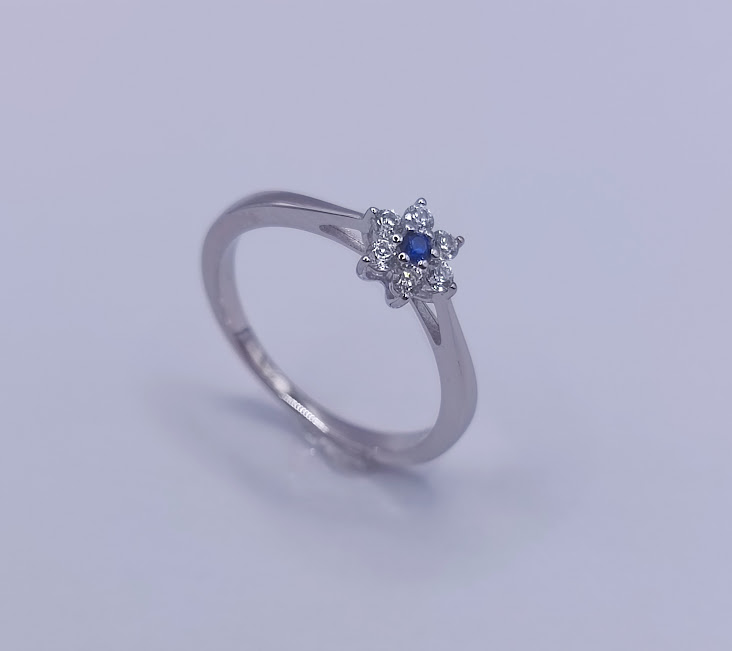 R-1302 Z Anillo Plata Zafiro Roseta
