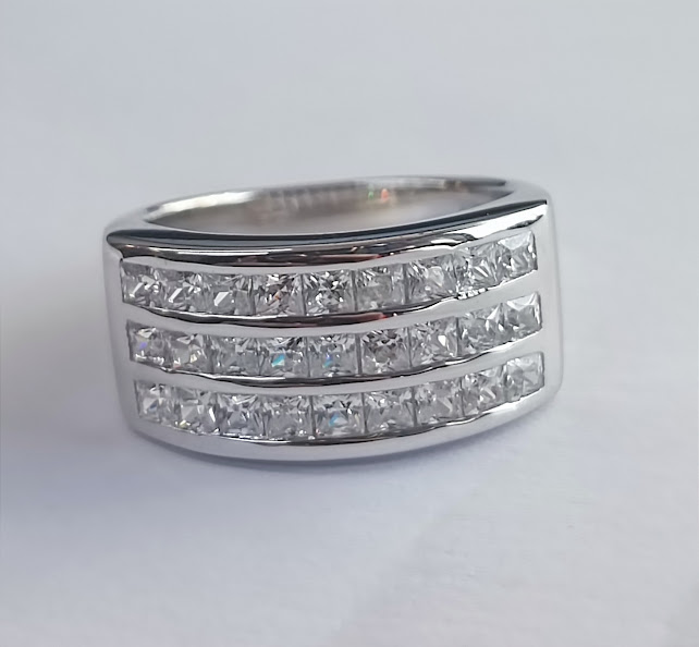 R-1306 Z Anillo Plata Cintillo Zafiro Triple