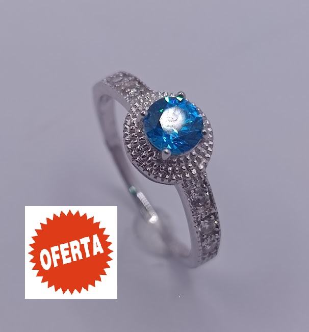 R-0579 TA Anillo Plata Aguamarina
