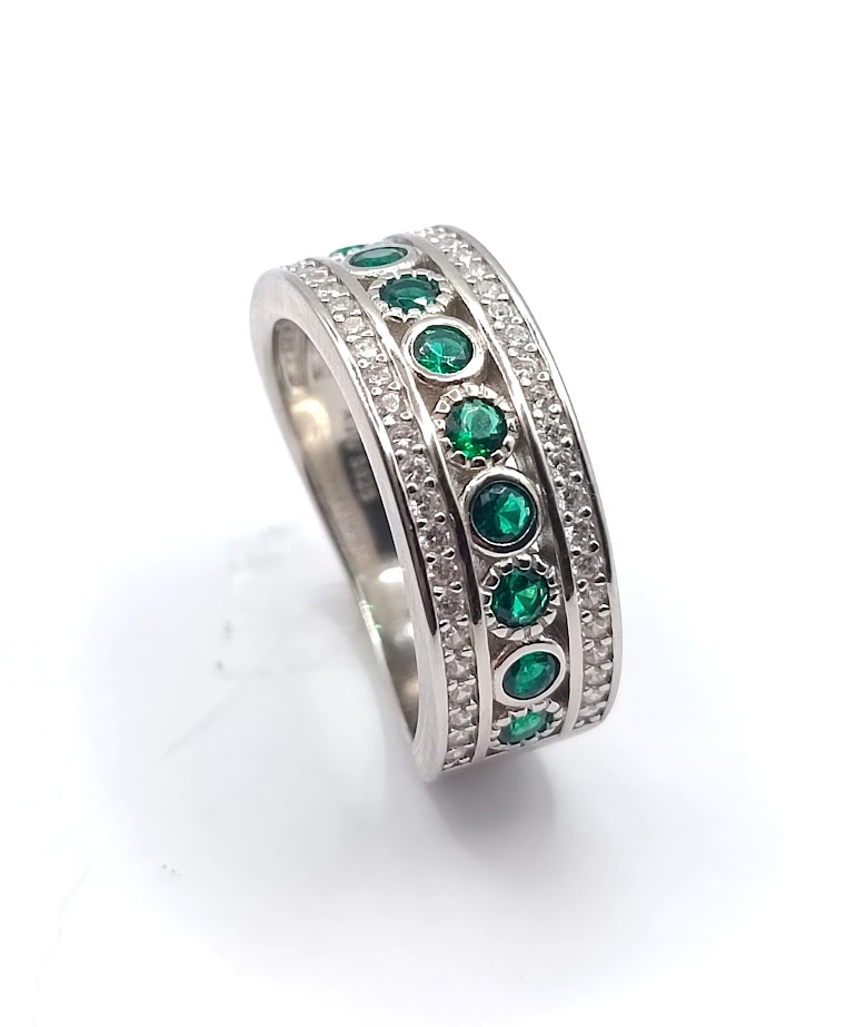 TR-771 E Anillo Plata Esmeralda