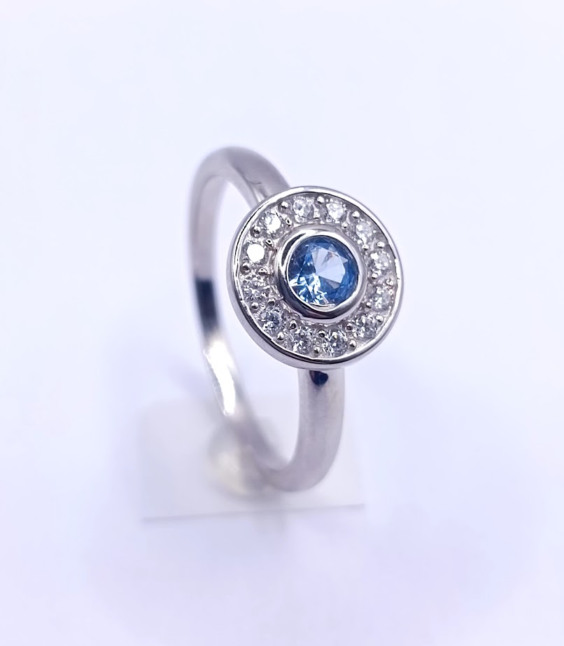 JR-0015 TA Anillo Plata Aguamarina