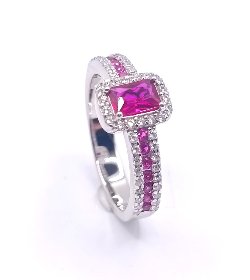 R-7368 R Anillo Plata Rubi