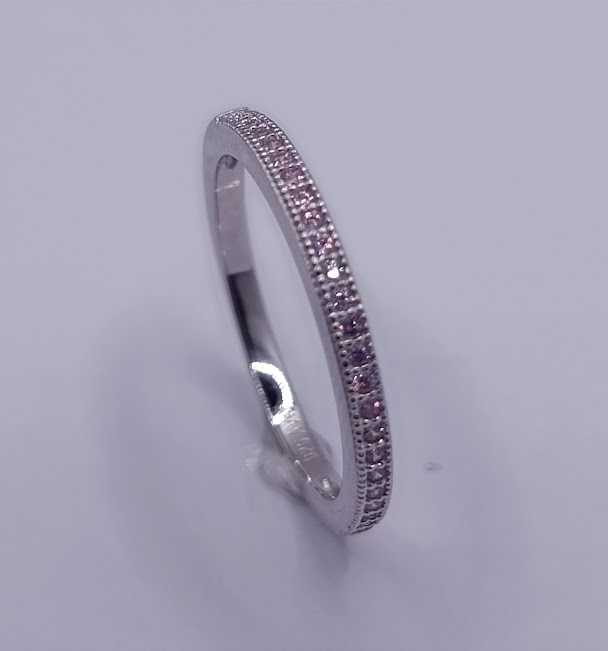 SL60268B1 Anillo Plata Cintillo Fino Rosa