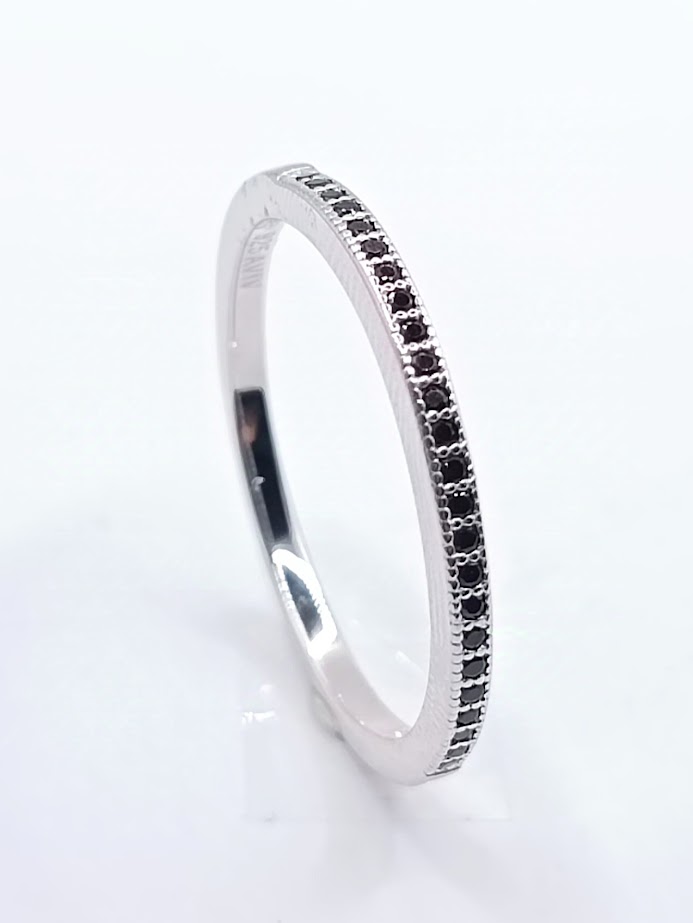 SL60268H1 Anillo Plata Cintillo Fino Black
