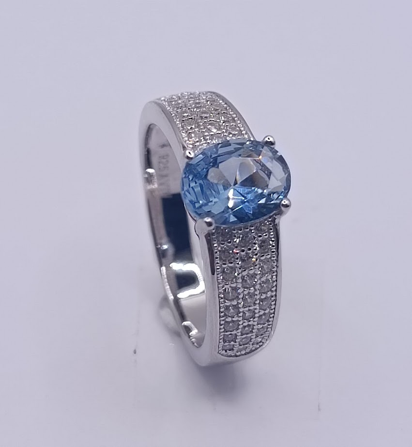 SL60029M1 Anillo Plata Aguamarina