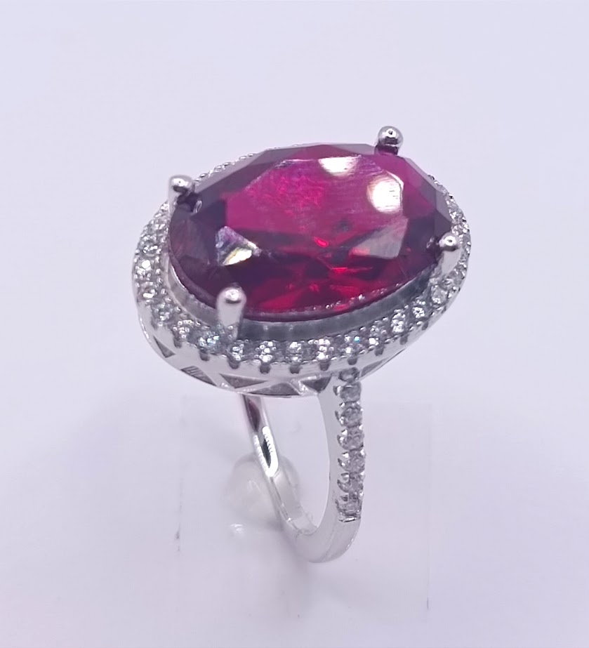 SL36493GD1 Anillo Plata Rubi