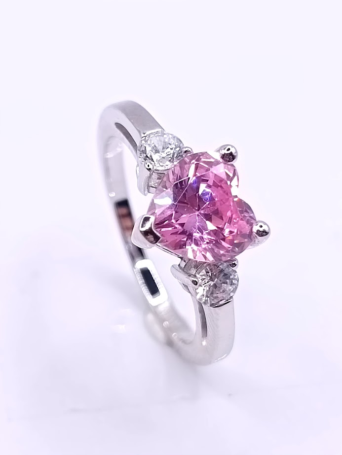 SL90807F1 Anillo Plata Corazon Rosa