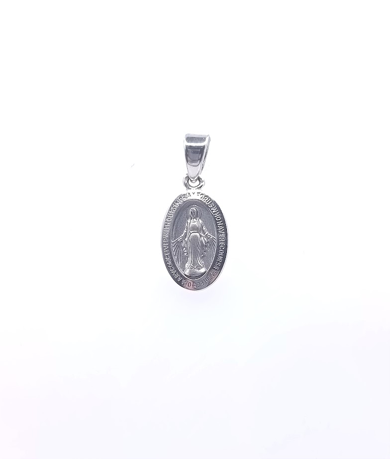 X3KP10542-W-SM Medalla Oro Blanco Virgen Rayos