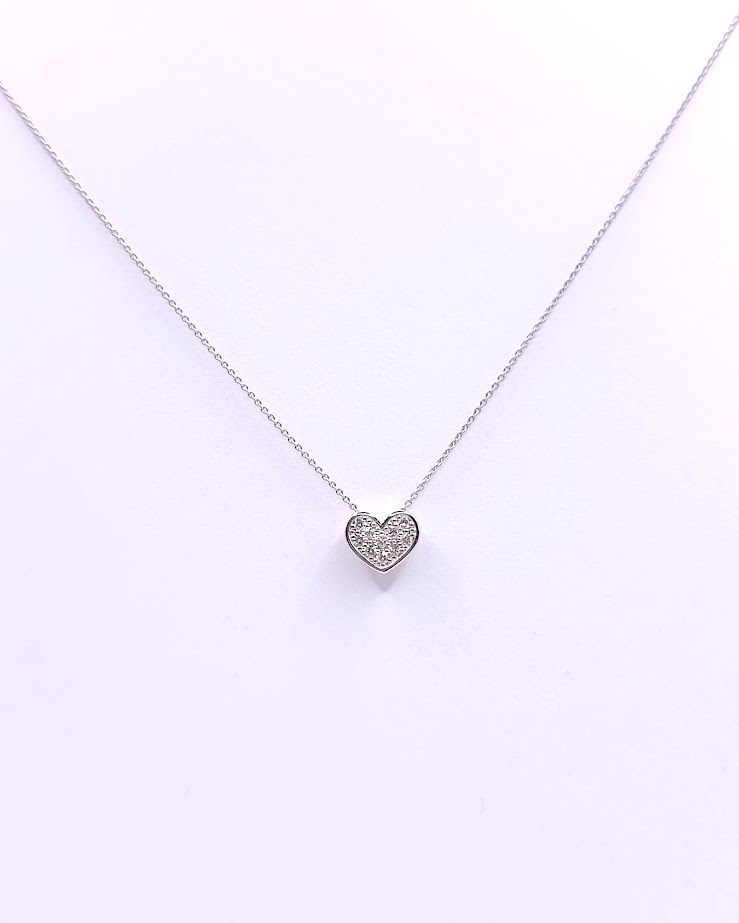 2377 Collar Oro Blanco Corazon Brillante