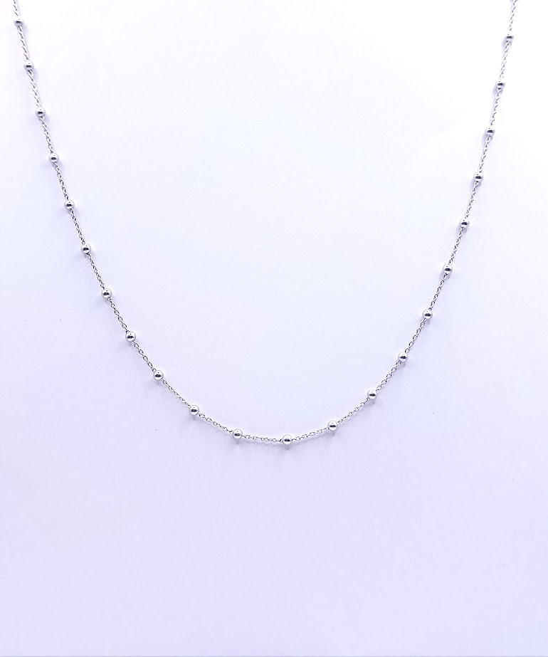 1740 Collar Oro Blanco Bolas 