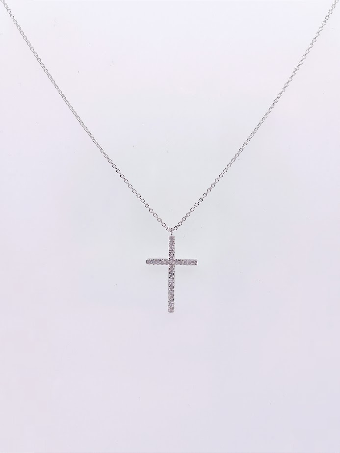 N10672 Collar Oro Blanco Brillante