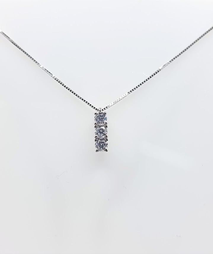 P 1253W Collar Oro Blanco Circon
