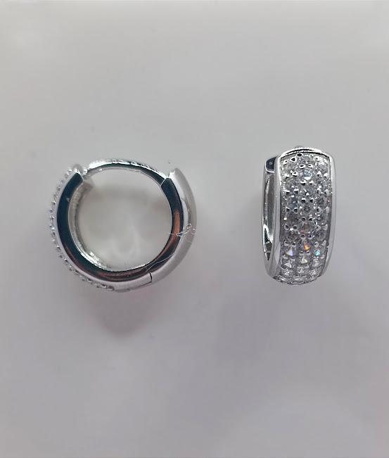 E-1183 Aro Plata Argolla Hoogie Pave 