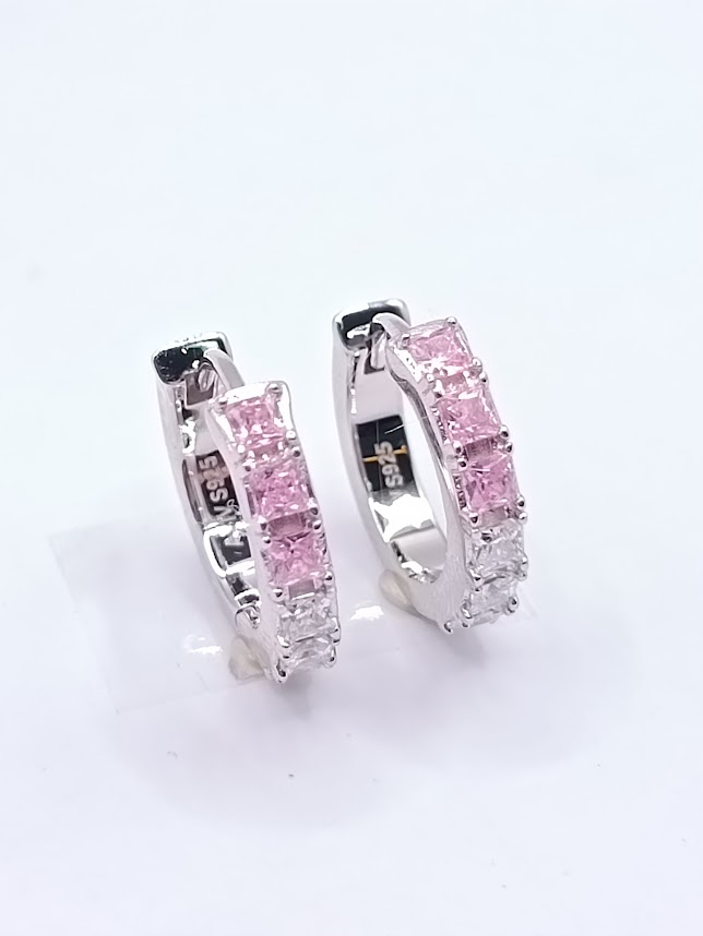 E-2300 Ro Aro Plata Argolla Rosado