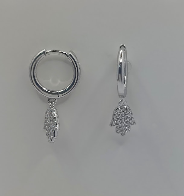 13644FES Aro Plata Argolla Mano Fatima