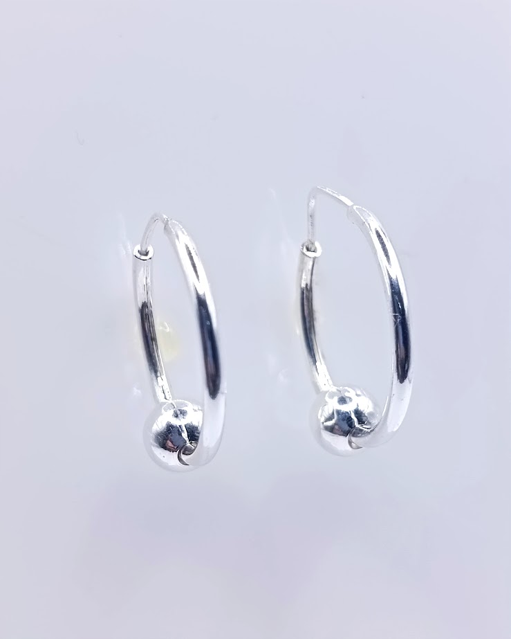 ORN11257 Aro Plata Argolla + Bola
