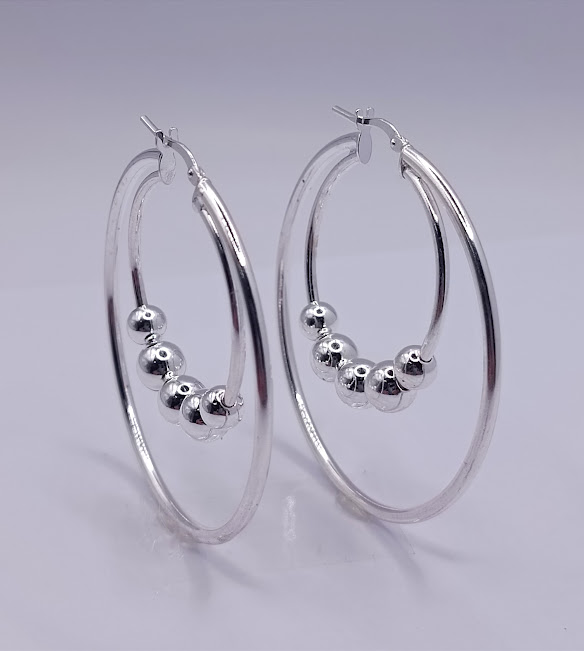 ORN10039 Aro Plata 2 Argollas 5 Bolas