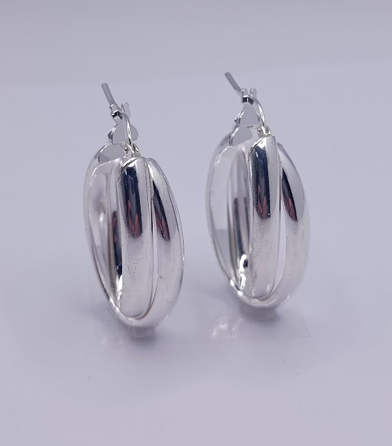 ORN10063 Aro Plata Argolla Inglesa Cruzada